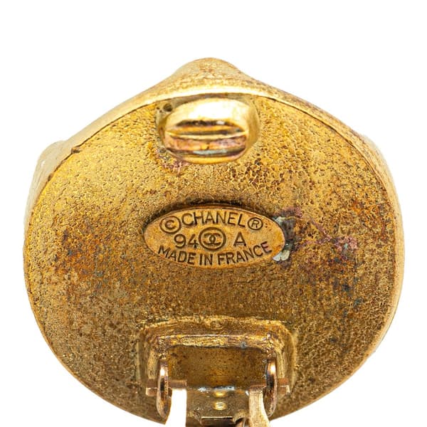 Pre-owned Chanel Gold Plated Hexagon CC Clip on Earrings Gold