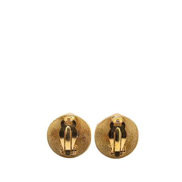 Pre-owned Chanel Gold Plated Hexagon CC Clip on Earrings Gold