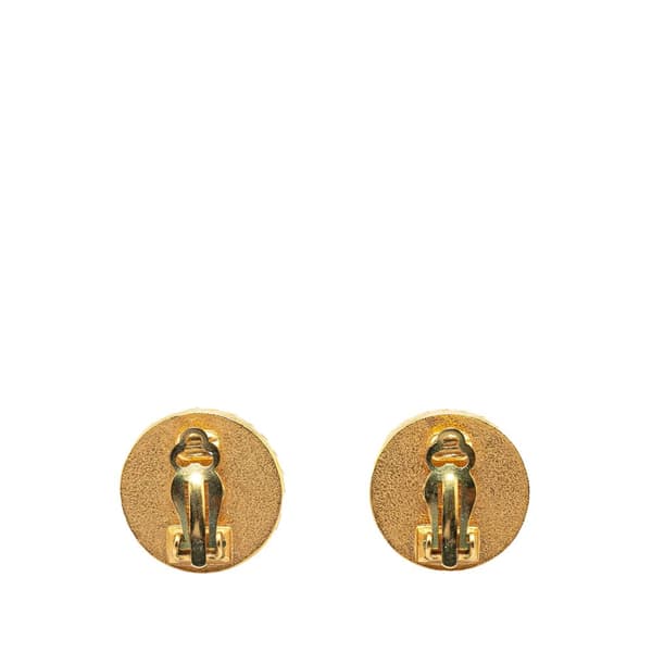 Pre-owned Chanel Gold Plated CC Button Clip On Earrings Gold