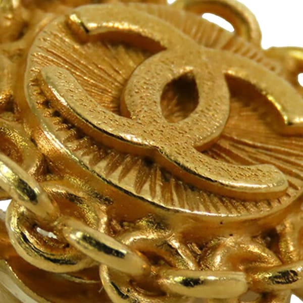 Pre-owned Chanel Gold Plated CC Round Clip On Earrings Gold