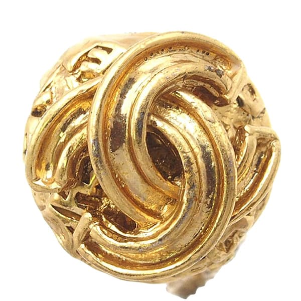 Pre-owned Chanel Gold Plated CC Round Clip on Earrings Gold