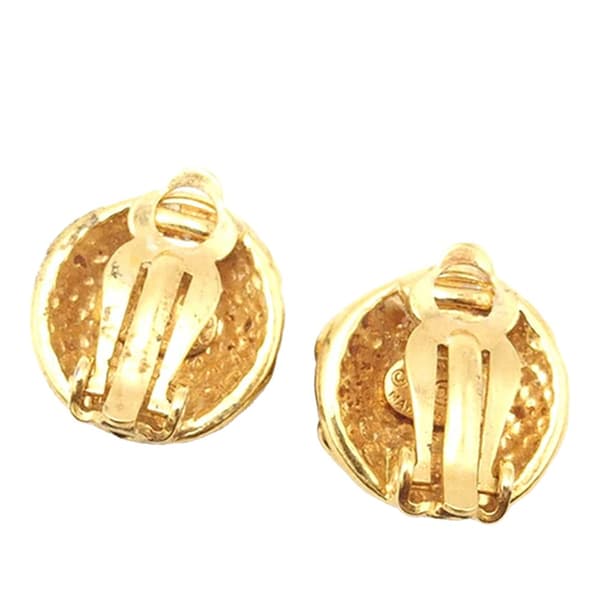 Pre-owned Chanel Gold Plated CC Round Clip on Earrings Gold