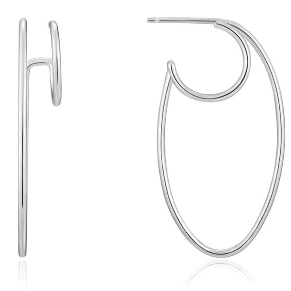 Örhänge Ania Haie rodiada silver kollektion 925m Law Ear We Go dubbel oval ring