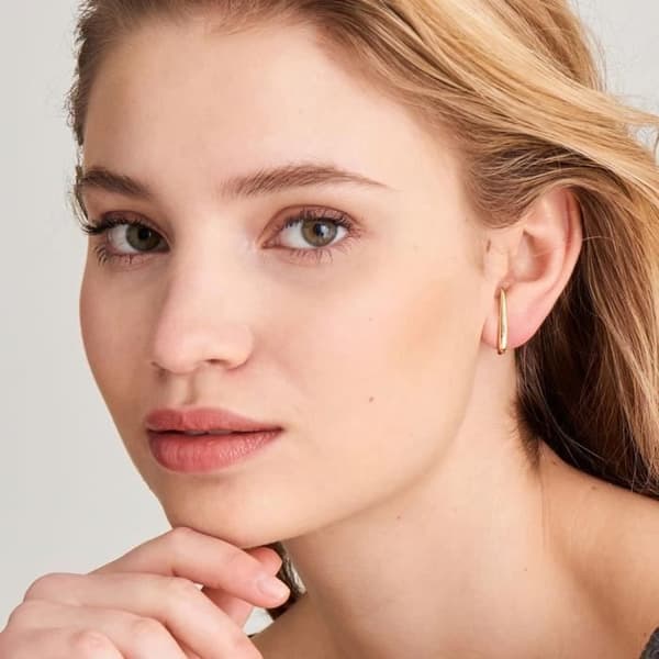 ANIA law HAIE örhänge 925m silverpläterad 14k guld Lyxkollektion Minimalism slät krokform