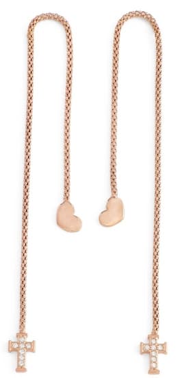 Ladies' Earrings Amen CUORE CROCE CRISTALLI ROSE GOLD
