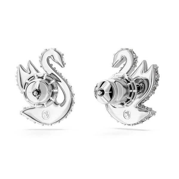 Örhängen - SWAROVSKI - Ikonisk svan - Rhodiumbelagd metall - Vita kristaller - Silverfärgade