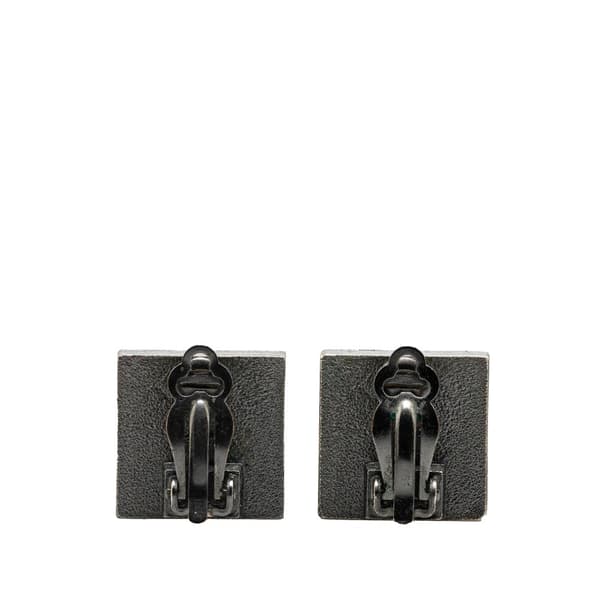 Pre-owned Chanel Silver Plated Square Crystal Clip On Earrings Silver