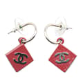 Pikkukuva 1 / 6: Pre-owned Chanel Resin CC Hoop Push Back Earrings Red