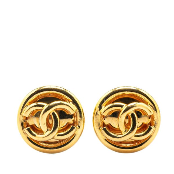 Pre-owned Chanel Gold Plated CC Clip On Earrings Gold