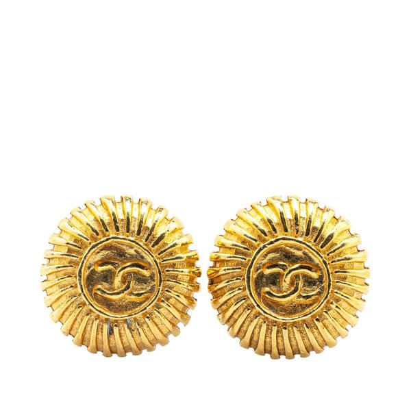 Pre-owned Chanel Gold Plated CC Clip on Earrings Gold