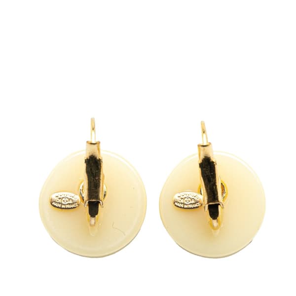 Pre-owned Chanel Resin and Gold-Plated Glitter CC Clip On Earrings Gold