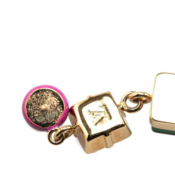 Pre-owned Louis Vuitton Resin & Crystal Cosmopolitan Drop Push Back Earrings Gold