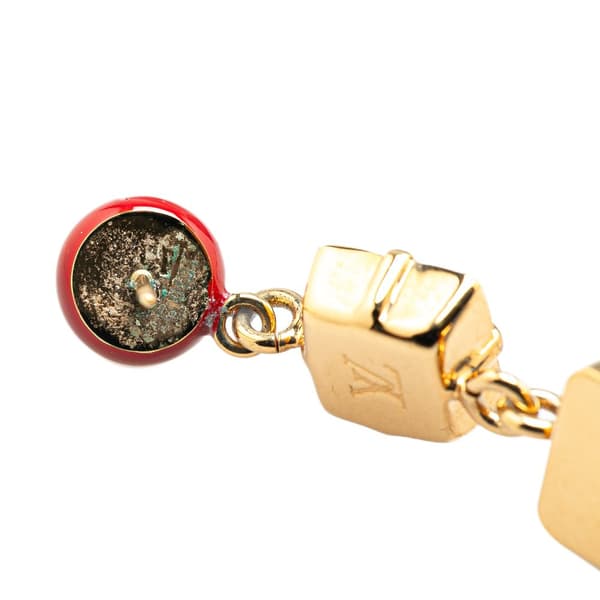 Pre-owned Louis Vuitton Resin & Crystal Cosmopolitan Drop Push Back Earrings Gold