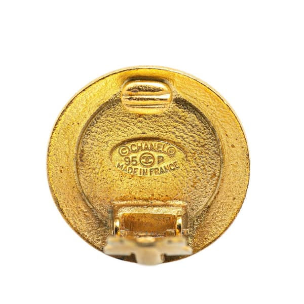 Pre-owned Chanel Gold Plated CC Button Clip On Earrings Gold