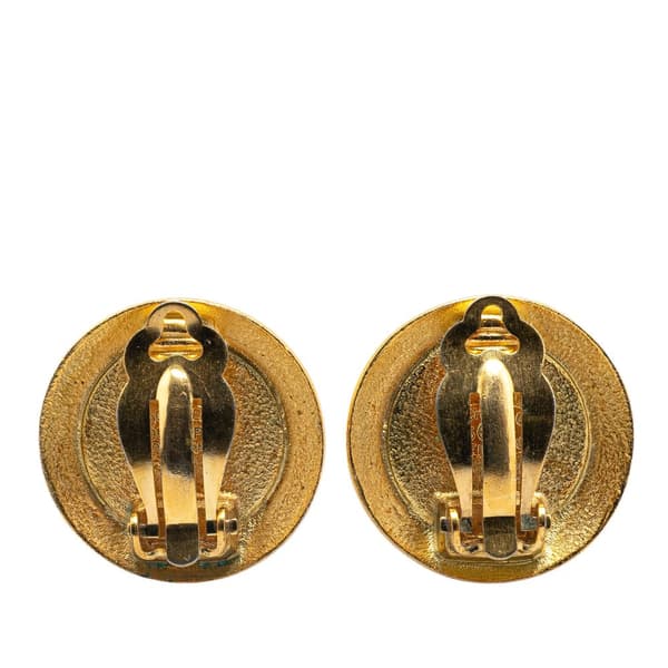 Pre-owned Chanel Gold Plated CC Button Clip On Earrings Gold