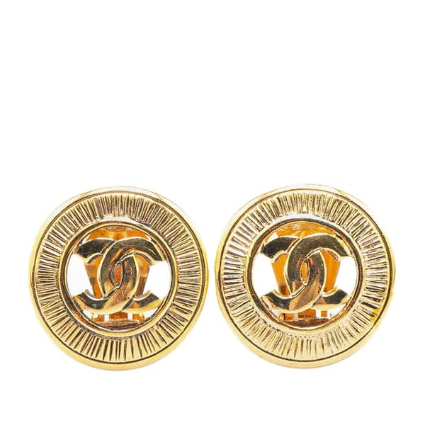 Pre-owned Chanel Gold Plated CC Clip On Earrings Gold