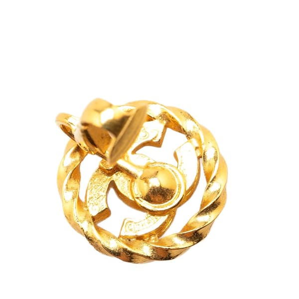 Pre-owned Chanel Gold Plated CC Rhinestones Clip On Earrings Gold