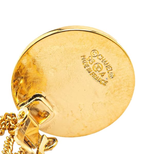 Pre-owned Chanel CC Gold Plated Flap Bag Drop Clip On Earrings Gold