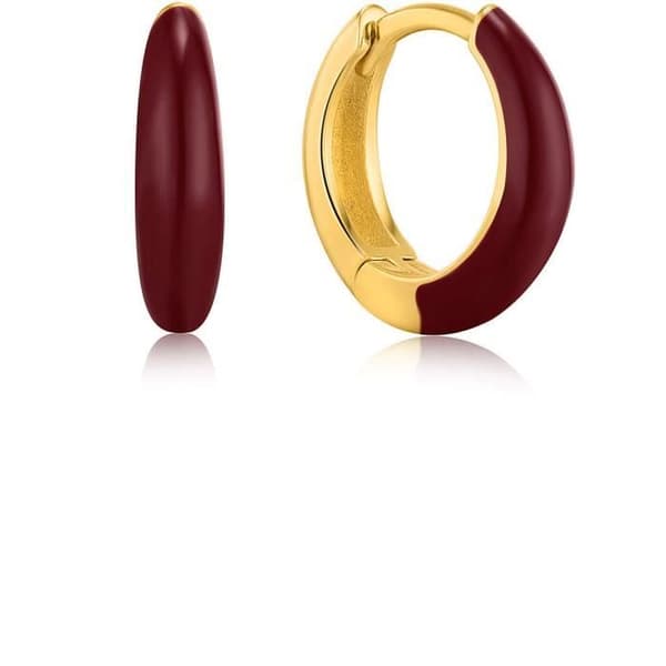 Ania Haie örhängen för kvinnor - Bright Future - Gyllene silver och granat - Diameter 12 mm
