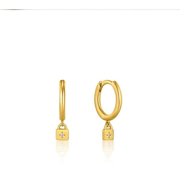 Ania Haie Under Lock &amp; Key damörhängen - Silver - Hoop-örhängen med hänglås och zirkonhänge