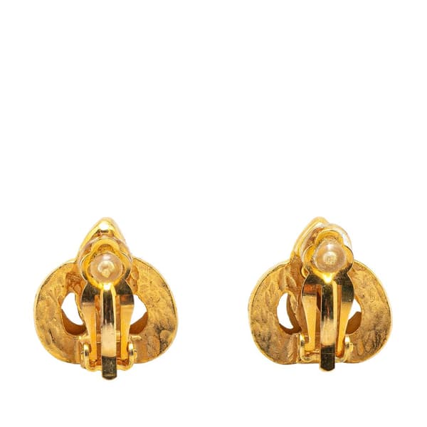 Pre-owned Chanel Gold Plated CC Clip On Earrings Gold