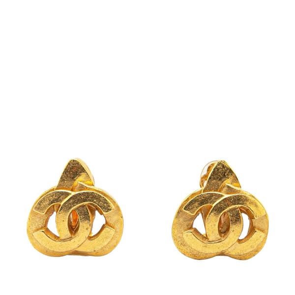 Pre-owned Chanel Gold Plated CC Clip On Earrings Gold