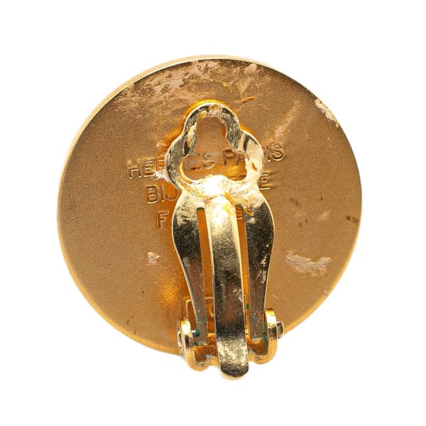 Pre-owned Hermès Gold Plated Bijouterie Fantaisie Clou De Selle Clip On Earrings Gold