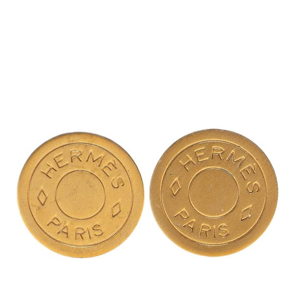 Pre-owned Hermès Gold Plated Bijouterie Fantaisie Clou De Selle Clip On Earrings Gold