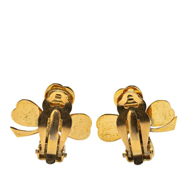 Pre-owned Chanel Gold Plated Clover Clip on Earrings Gold