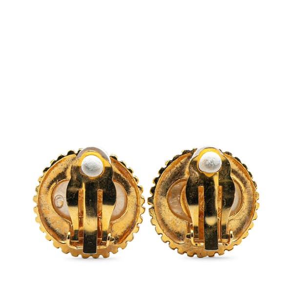 Pre-owned Chanel Gold Plated CC Faux Pearl Clip on Earrings Gold