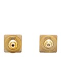 Miniatyrbilde 2 av 3: Pre-owned Chanel Gold Plated Square CC Mirror Push Back Earrings Gold