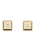 Miniatyrbilde 1 av 3: Pre-owned Chanel Gold Plated Square CC Mirror Push Back Earrings Gold