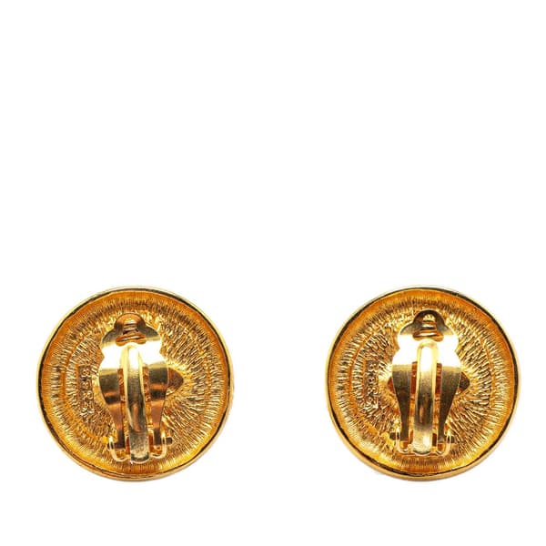 Pre-owned Chanel Gold Plated CC Round Clip on Earrings Gold