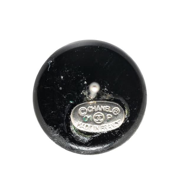 Pre-owned Chanel Resin CC Round Push Back Earrings Black