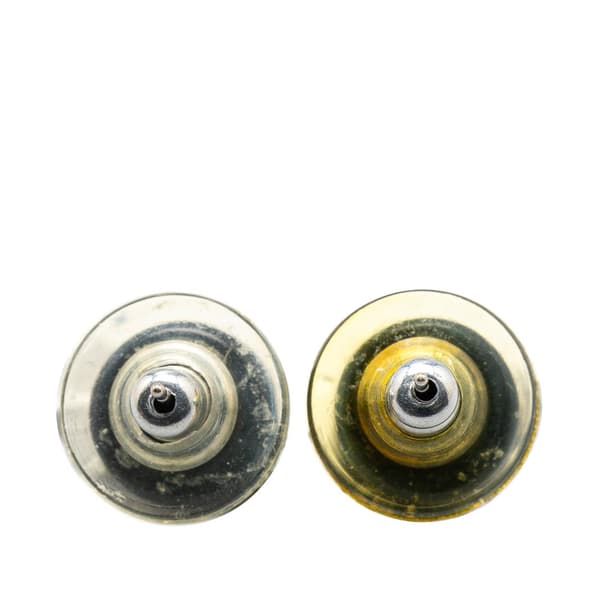Pre-owned Chanel Resin CC Round Push Back Earrings Black