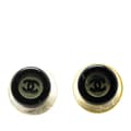 Miniatyrbild 1 av 3: Pre-owned Chanel Resin CC Round Push Back Earrings Black