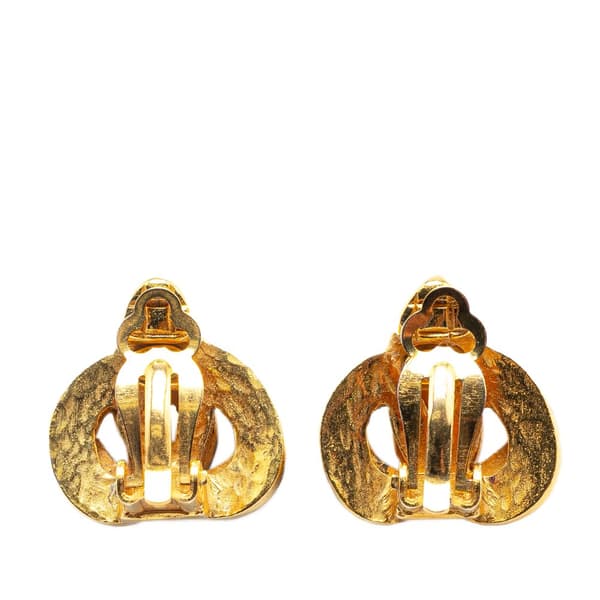 Pre-owned Chanel Gold Plated CC Heart Clip On Earrings Gold