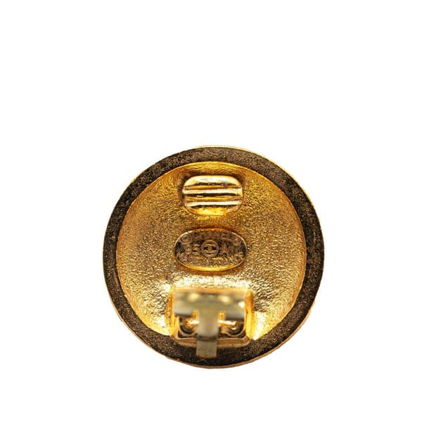 Pre-owned Chanel Gold Plated CC Round Clip on Earrings Gold