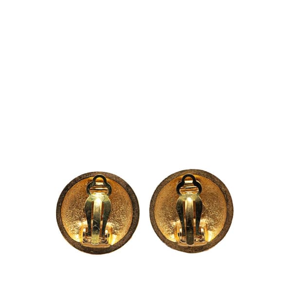 Pre-owned Chanel Gold Plated CC Round Clip on Earrings Gold
