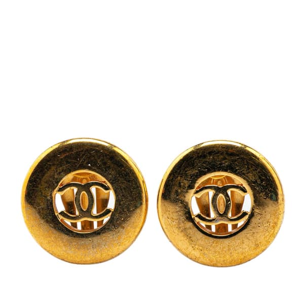 Pre-owned Chanel Gold Plated CC Clip On Earrings Gold