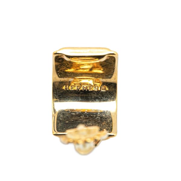 Pre-owned Hermès Enamel Cloisonne Clip On Earrings Gold
