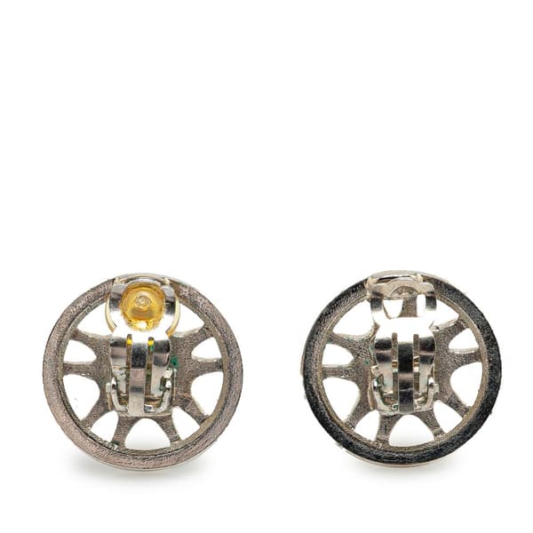 Pre-owned Chanel Silver CC Button Clip On Earrings Silver