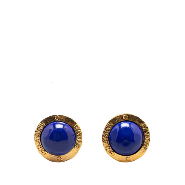 Pre-owned Chanel Gold Plated Poured Glass Clip on Earrings Gold