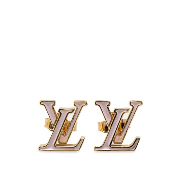 Pre-owned Louis Vuitton LV Iconic Enamel Push Back Earrings Pink