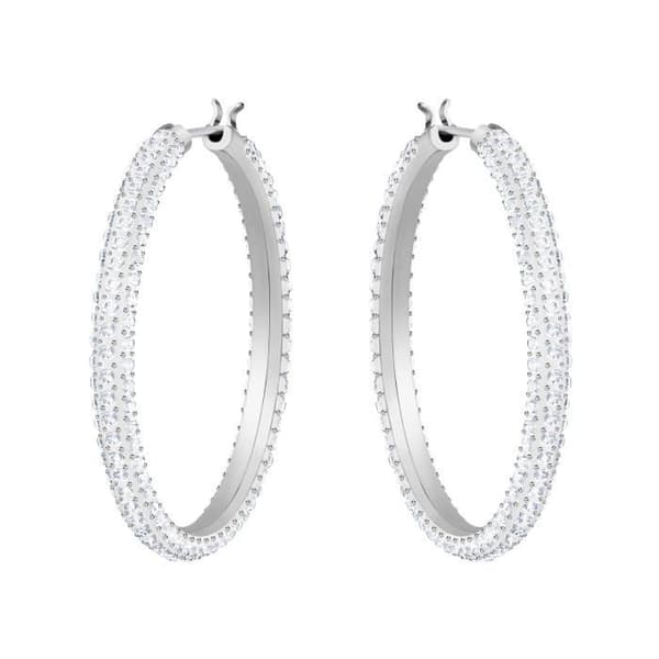 Örhängen - SWAROVSKI - Stenbåge - Vit kristall - Silvermetall - Kreol