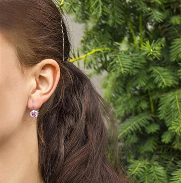 Örhängen i silver med rosa kristaller AGUC1159