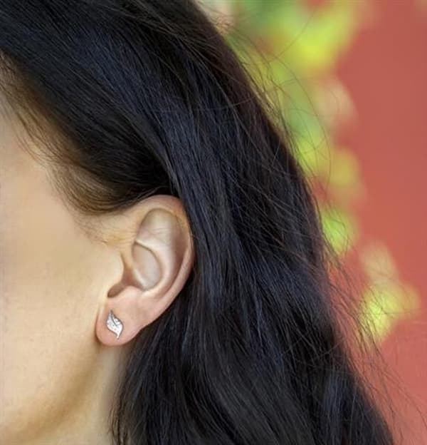 Silver leaf earrings with cubic zirconia AGUP1634S
