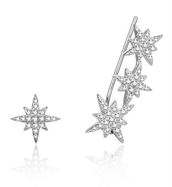 Asymmetriska silverörhängen med kubisk zirkon Stars AGUPV1984