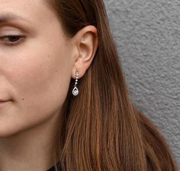 Hängande örhängen i silver med kubisk zirkon AGT-E114PW