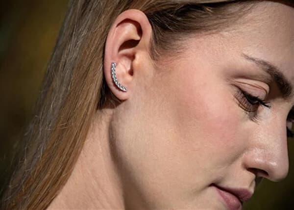 Glittrande längsgående örhängen i silver AGT-E083VW